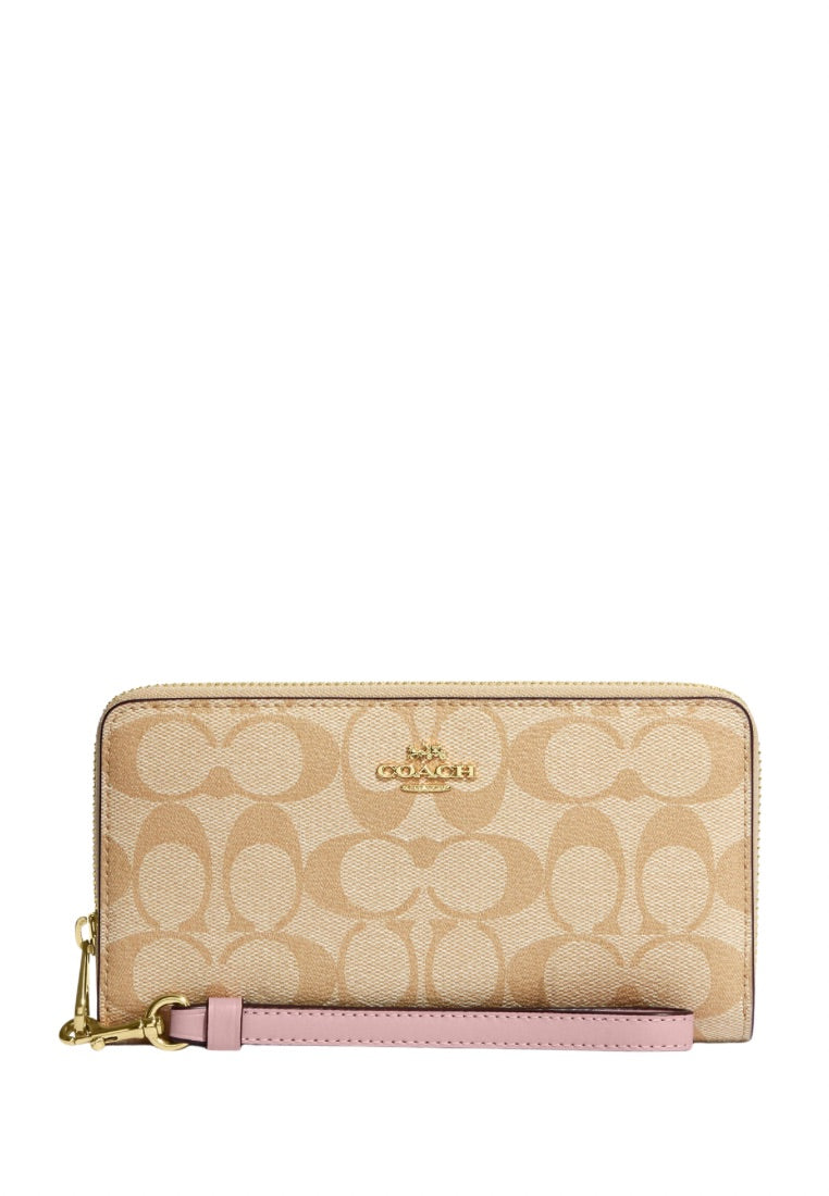 Long Zip Around Wallet In Signature Canvas Powder Pink