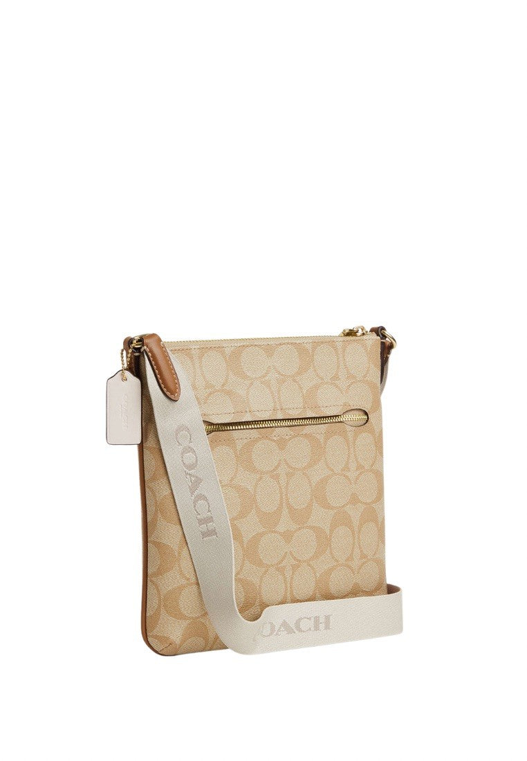 Mini Rowan File Bag In Signature Canvas With Stripe Chalk Lt Saddle