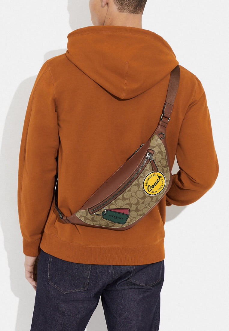 Warren Belt Bag In Signature Canvas With Trompe L'oeil Print Khaki Multi