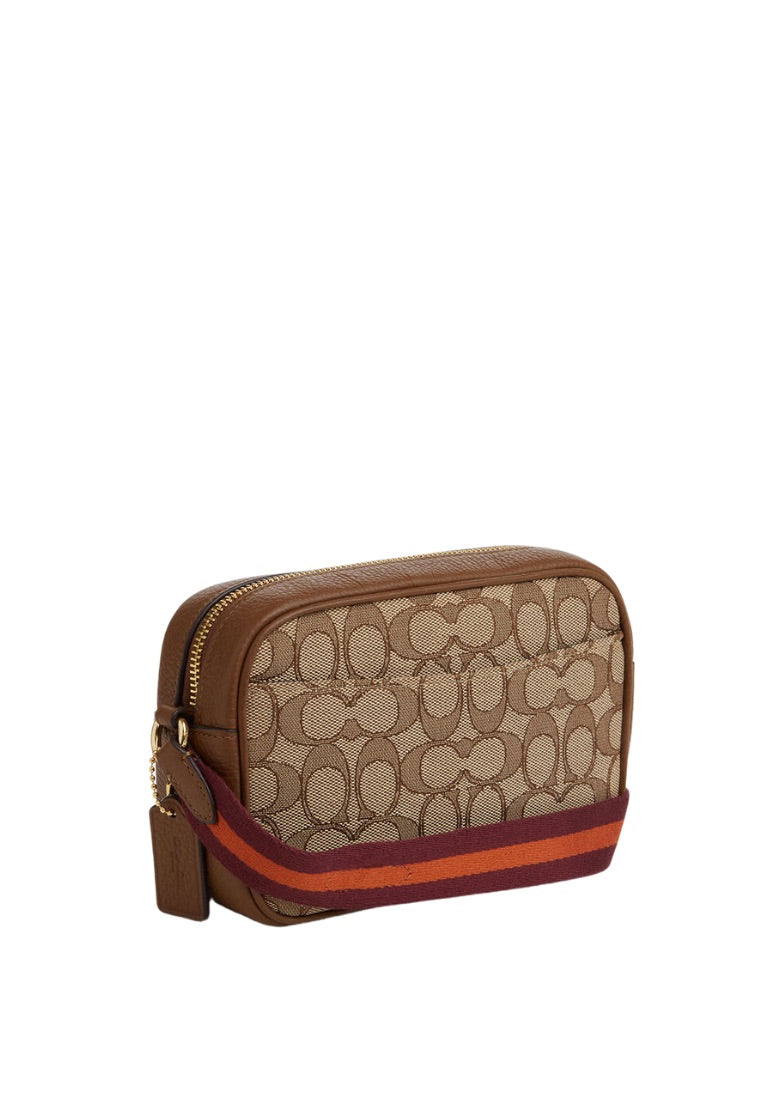 Mini Jamie Camera Bag In Signature Jacquard Khaki Saddle Multi