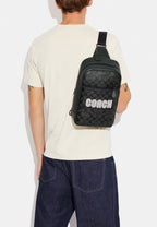 Westway Pack In Colorblock Signature Canvas With Coach Patch Charcoal Amazon Green