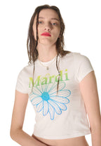 Cropped Tshirt FlowerMardi Gradation White Lime