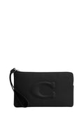 Large Corner Zip Wristlet Silver Black