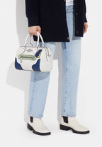 Rowan Satchel In Signature Canvas With Trompe L'oeil Print Glacier White Multi