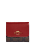 Small Trifold Wallet In Blocked Signature Canvas 1941 Red