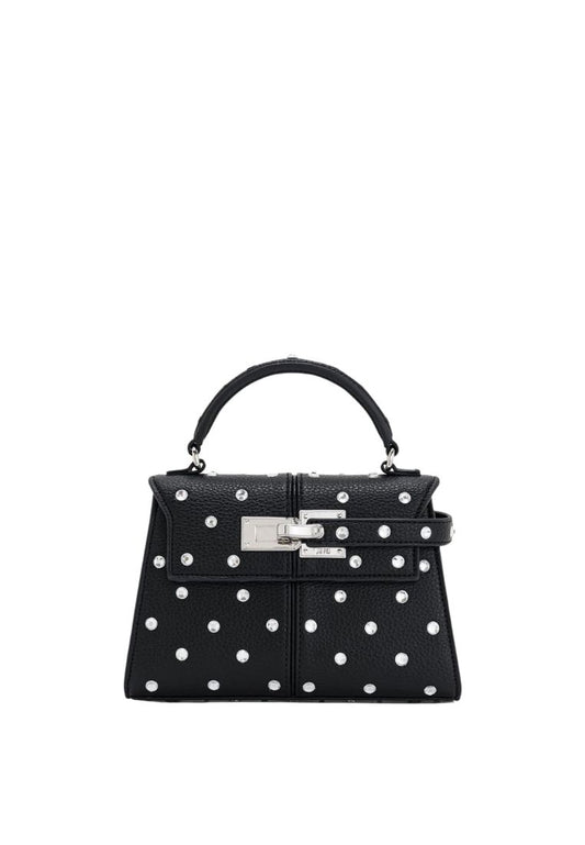 Elise Artificial Crystal Top Handle Bag - Black
