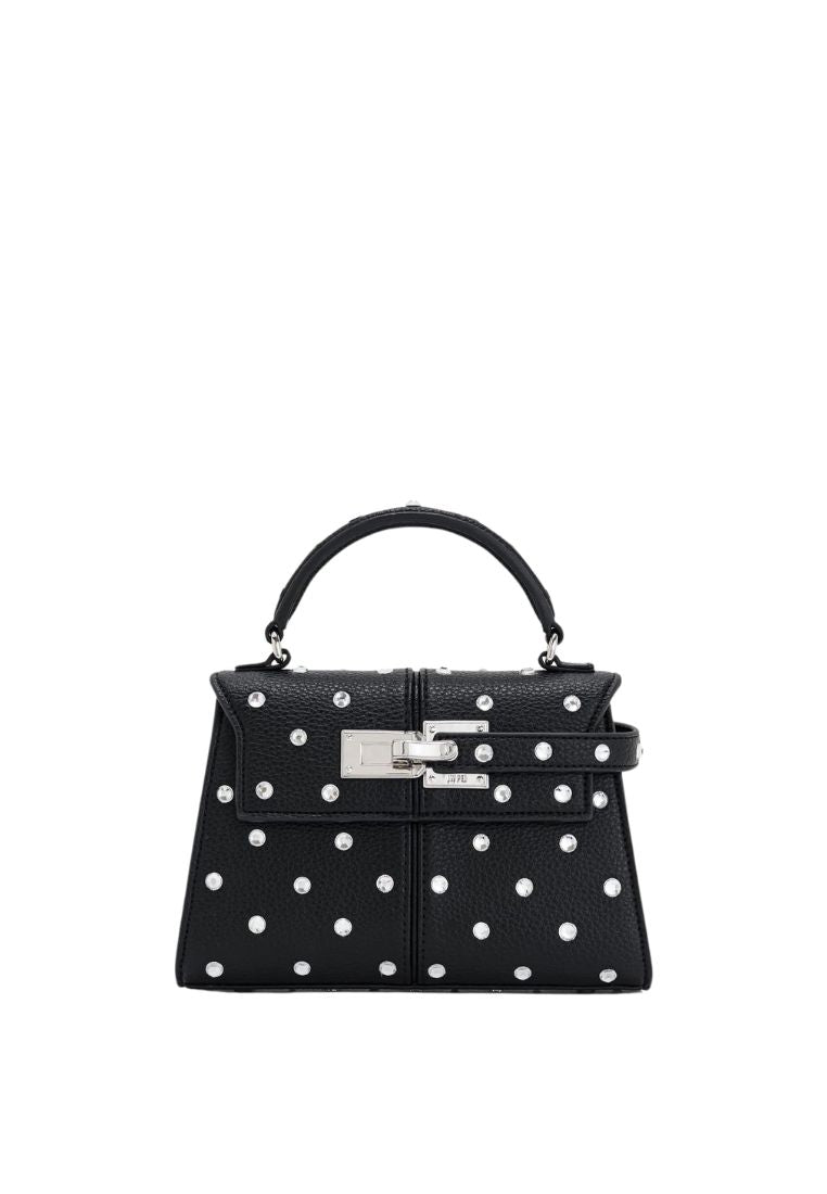 Elise Artificial Crystal Top Handle Bag - Black
