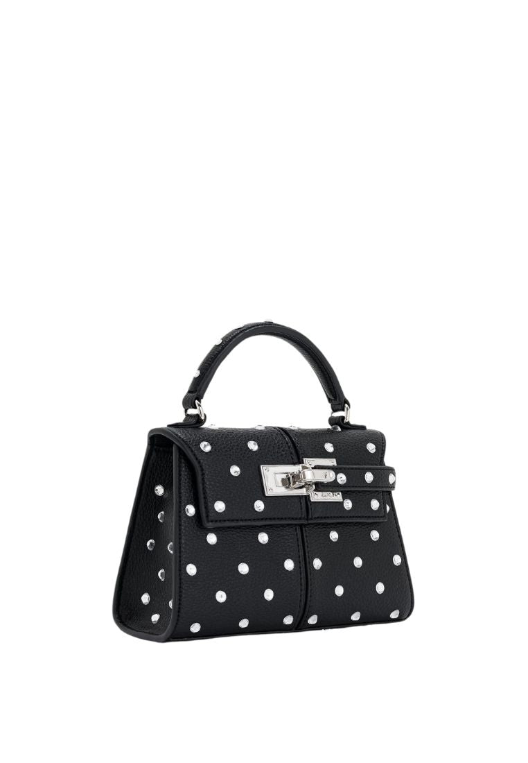 Elise Artificial Crystal Top Handle Bag - Black
