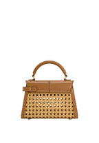 Elise Faux Bamboo Woven Top Handle Bag - Brown
