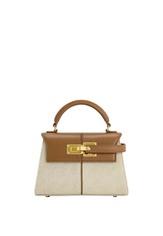 Elise Top Handle Bag - Brown Canvas