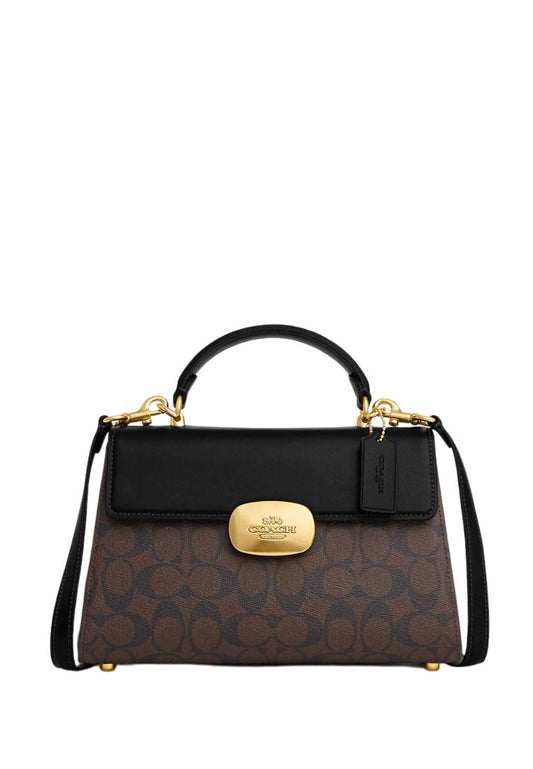 Eliza Top Handle In Signature Canvas Brown Black