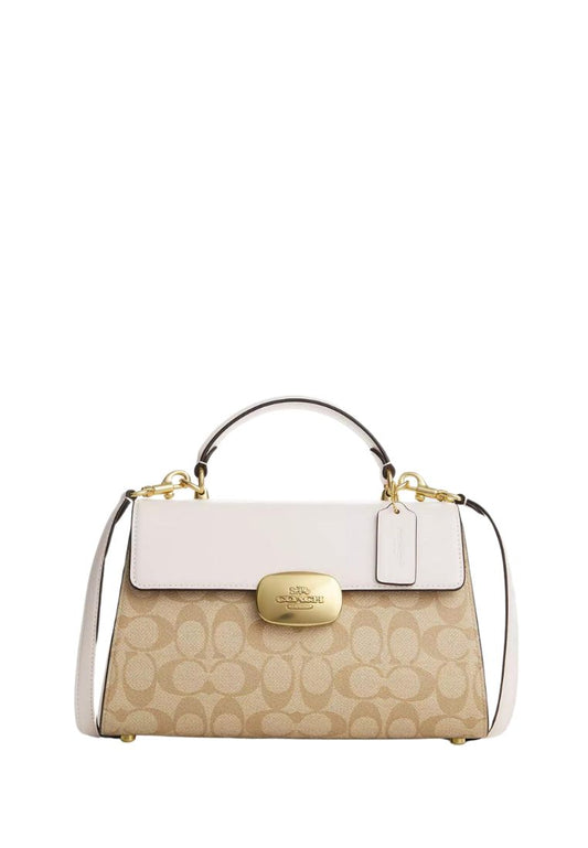 Eliza Top Handle In Signature Canvas Light Khaki Chalk