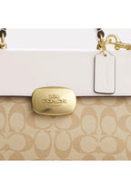 Eliza Top Handle In Signature Canvas Light Khaki Chalk