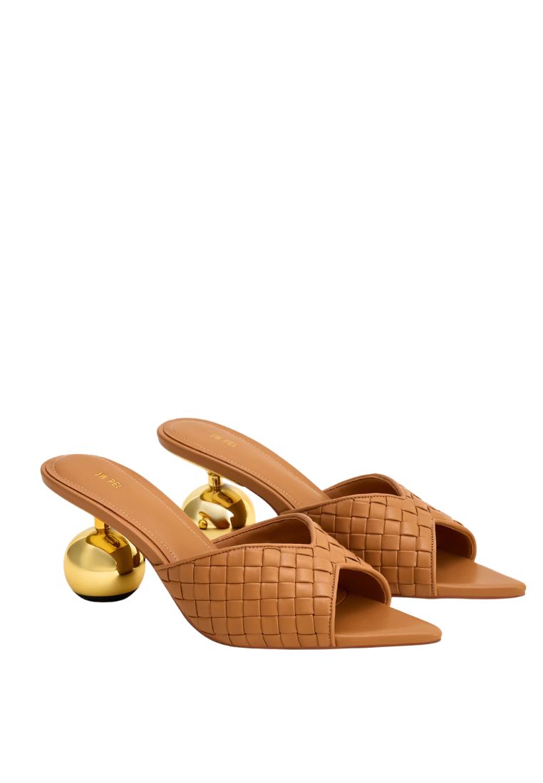 Ellie Braided Sphere Heel Mules - Khaki