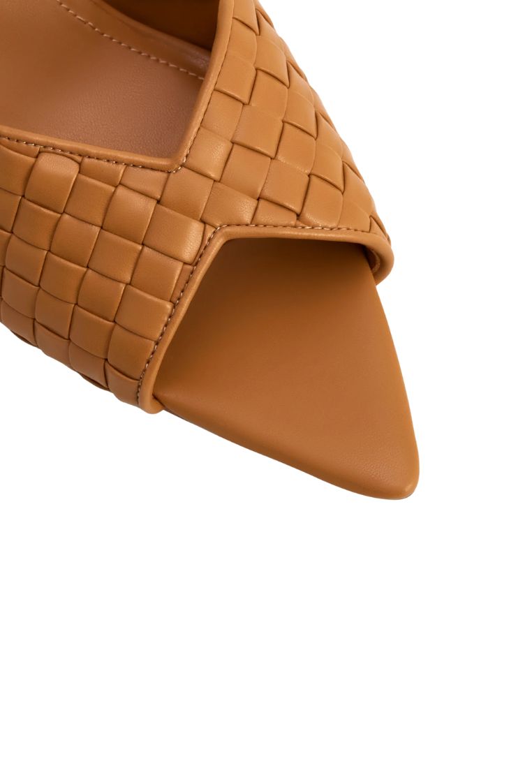 Ellie Braided Sphere Heel Mules - Khaki