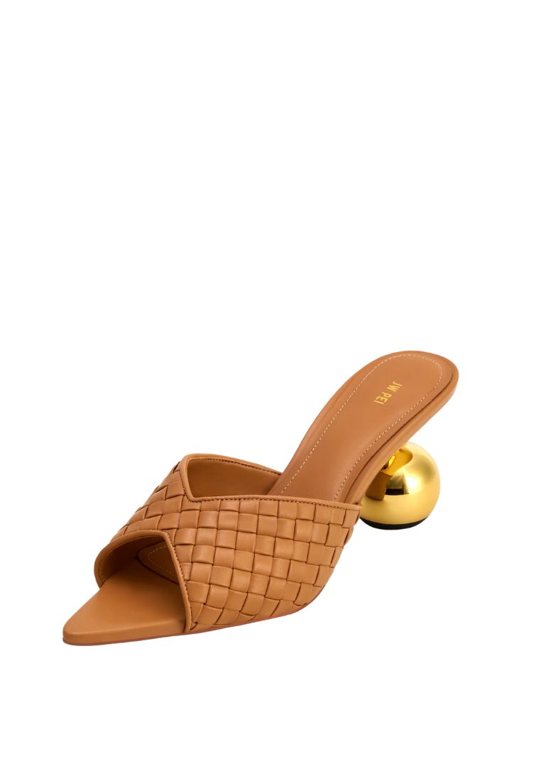 Ellie Braided Sphere Heel Mules - Khaki