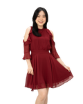 Off Shoulder Ruffle Dress RED