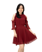 Off Shoulder Ruffle Dress RED