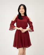 Off Shoulder Ruffle Dress RED