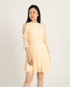 Off Shoulder Ruffle Dress YELLOW