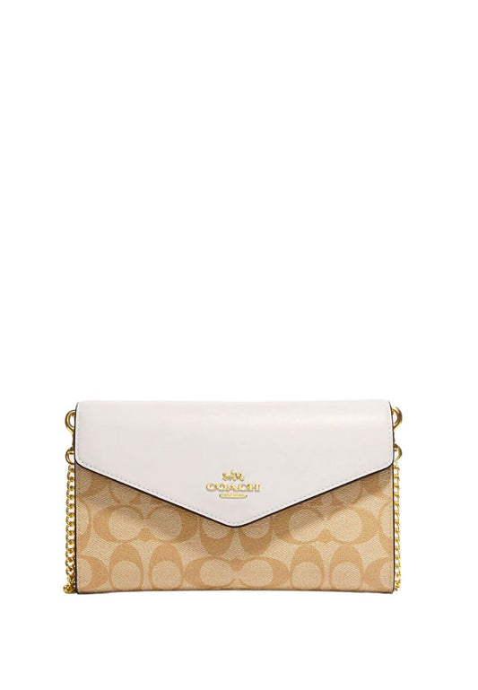 Envelope Clutch Crossbody In Signature Canvas Light Khaki Chalk