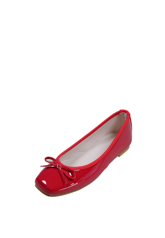 Erino Enamel Ribbon Flat Shoes Red