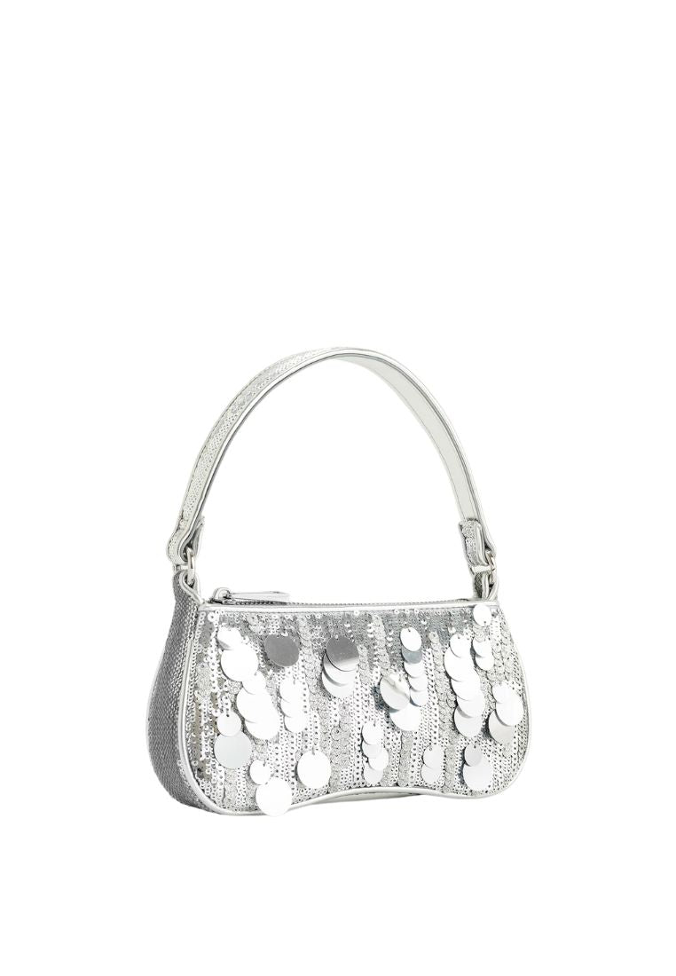 Eva Metallic Sequin Mini Shoulder Bag - Silver