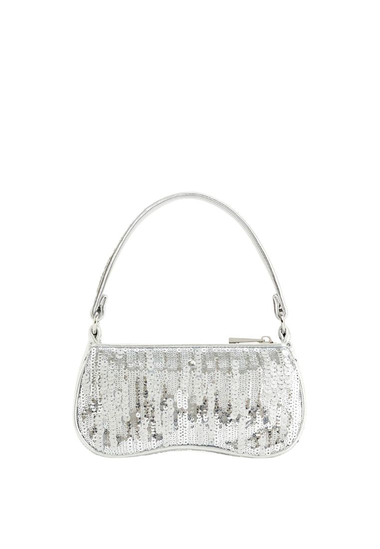 Eva Metallic Sequin Mini Shoulder Bag - Silver