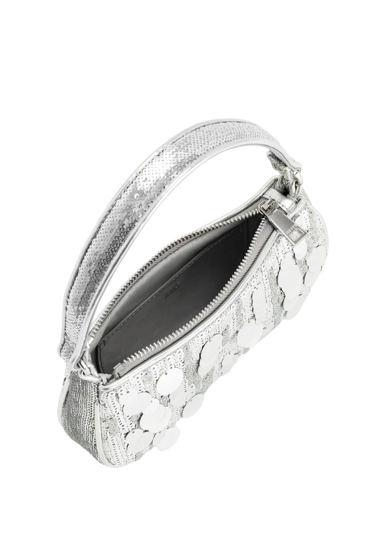 Eva Metallic Sequin Mini Shoulder Bag - Silver