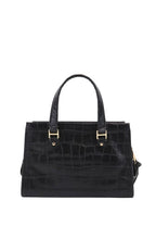 Croc-Embossed Mini Cruiser Satchel Bag Black