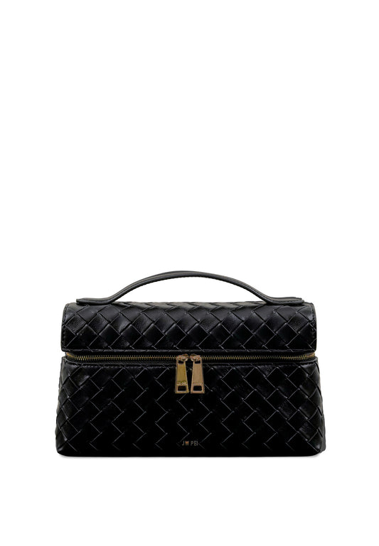 Thea Weave Texture Top Handle Bag - Black