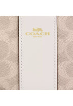 Corner Zip Wristlet In Signature Canvas With Stripe Gold Sand Chalk