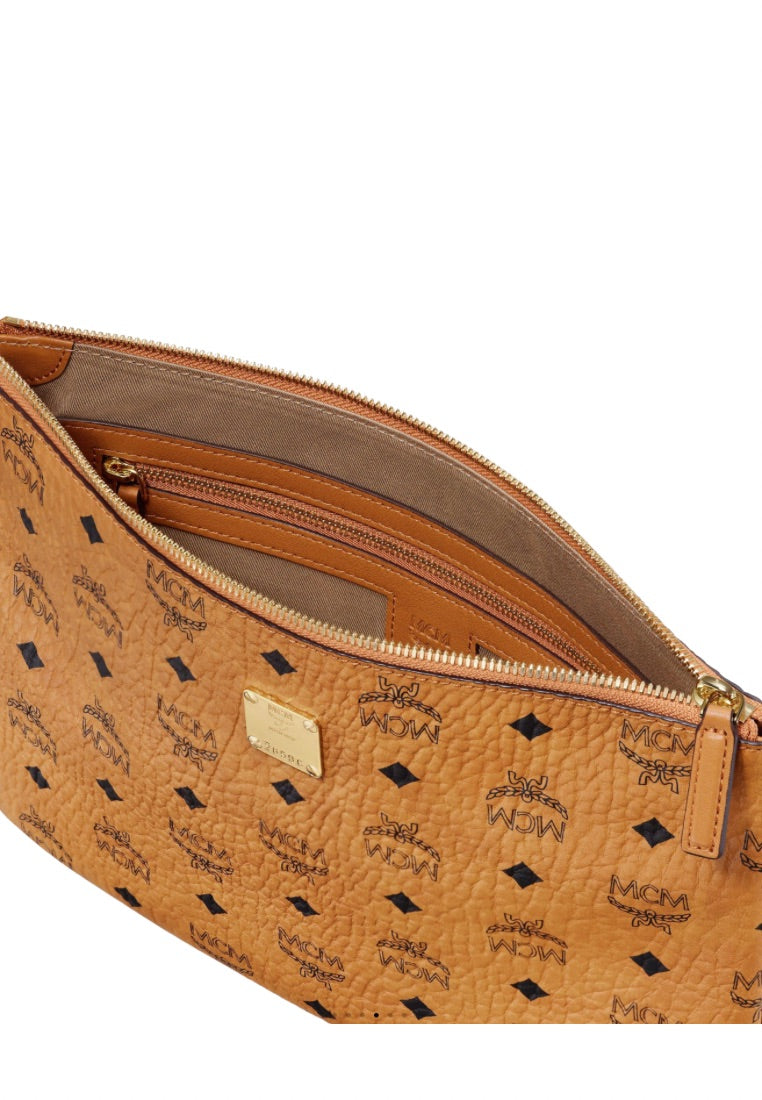 Medium Wristlet Zip Pouch in Visetos Cognac