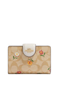 Medium Corner Zip Wallet In Signature Canvas With Nostalgic Ditsy Print