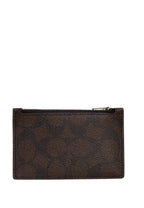 Zip Card Case In Blocked Signature Canvas Mahogany Khaki