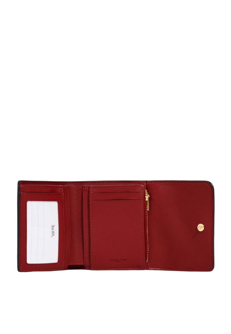 Small Trifold Wallet In Blocked Signature Canvas 1941 Red