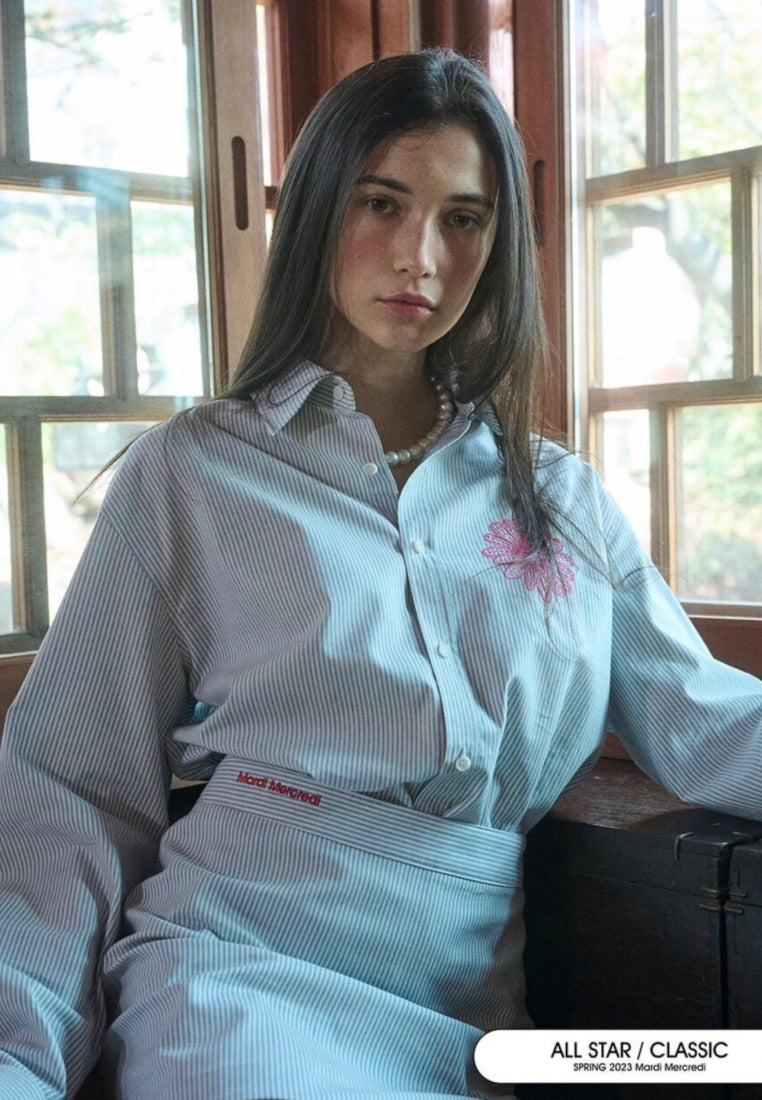 Oxford Shirt Stripe Sky Pink