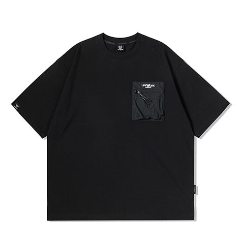 Woven Pocket Round T-Shirt Black