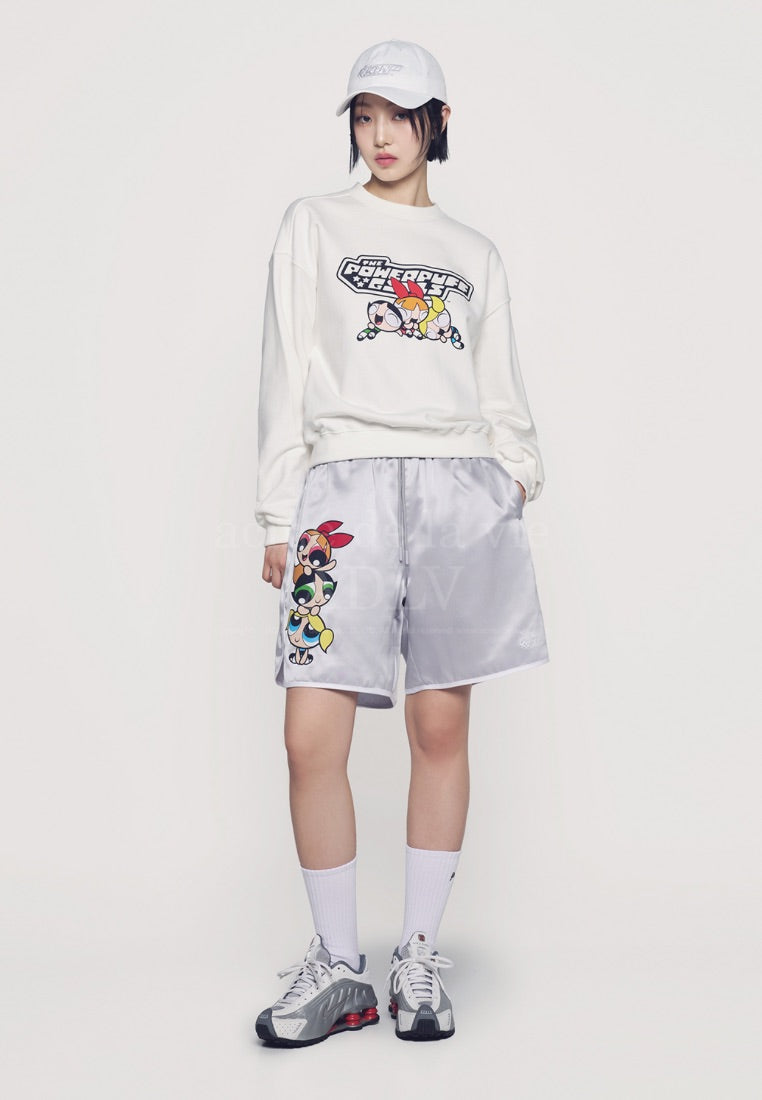 The Powerpuff Girls x Acmedelavie Logo Crop Sweatshirt Cream