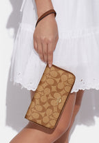 Long Zip Around Wallet In Signature Canvas Khaki Saddle 2