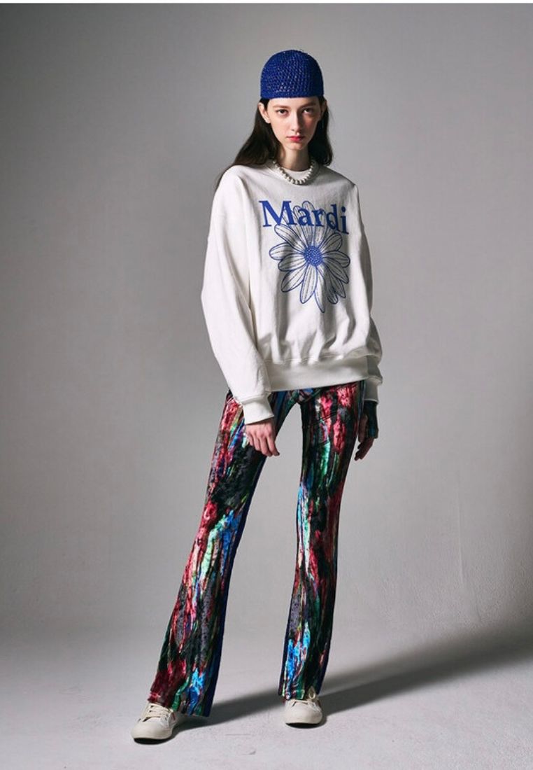 Sweatshirt Flower Mardi White Vivid Blue