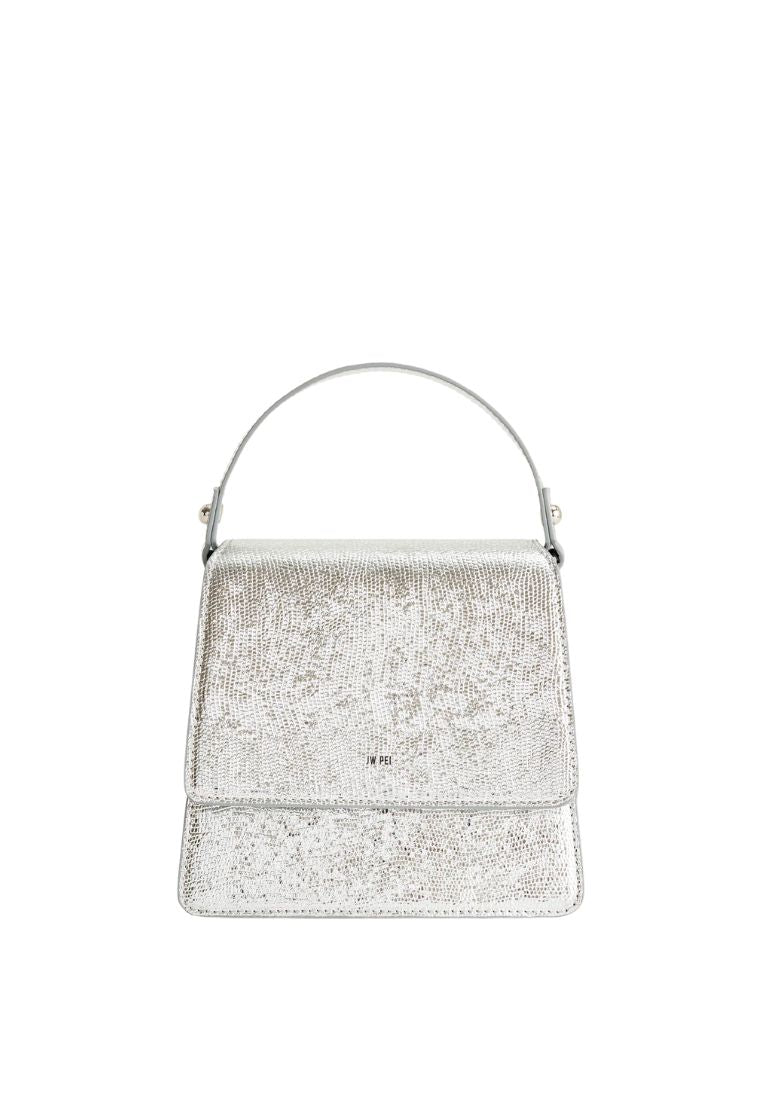 FAE Metallic Top Handle Crossbody - Silver Lizard