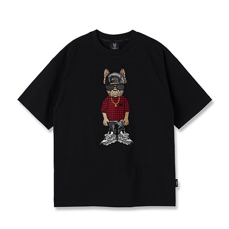 Snapback Hipdog Applique T-Shirt Black