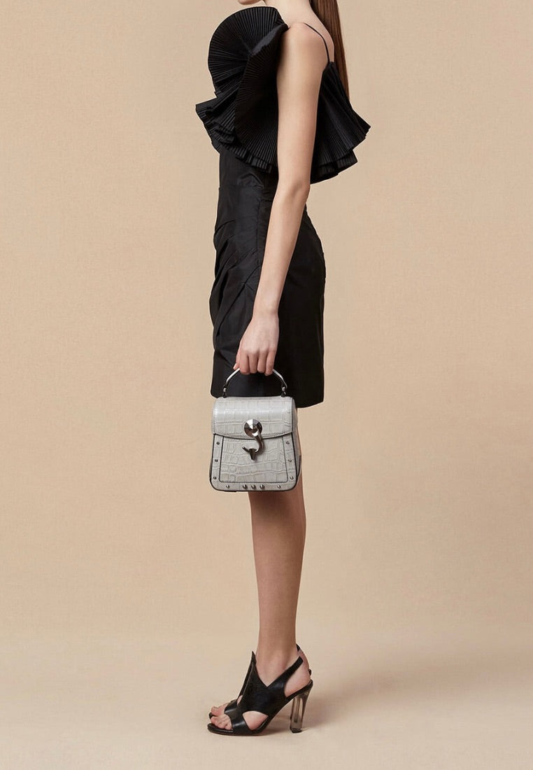 Trunkino Small Croco Silver Grey