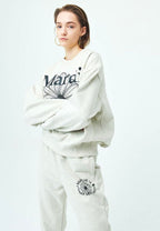 Sweatshirt Flower Mardi Oatmeal Black