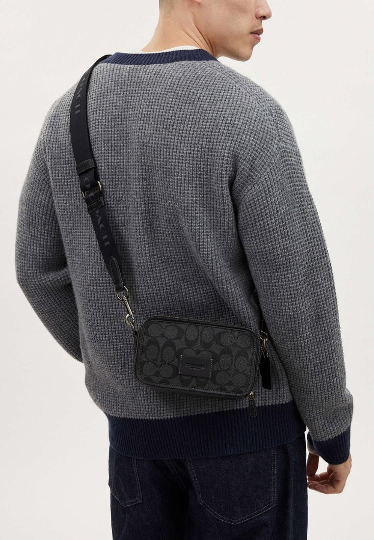 Wyatt Crossbody In Signature Canvas Charcoal Black