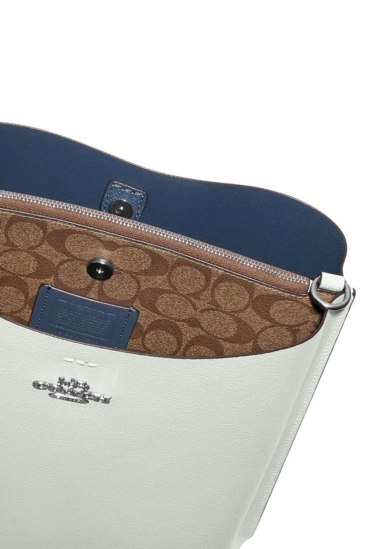 Mollie Bucket Bag With Signature Canvas Interior Light Sage Khaki