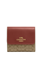 Small Trifold Wallet In Colorblock Signature Canvas Khaki Terracotta