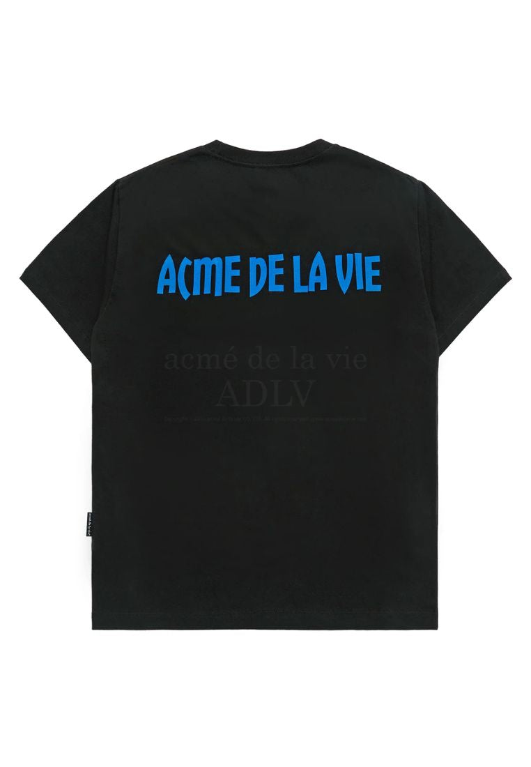 Finger-Pointing Lettering Baby Face Short Sleeve T-Shirt Black