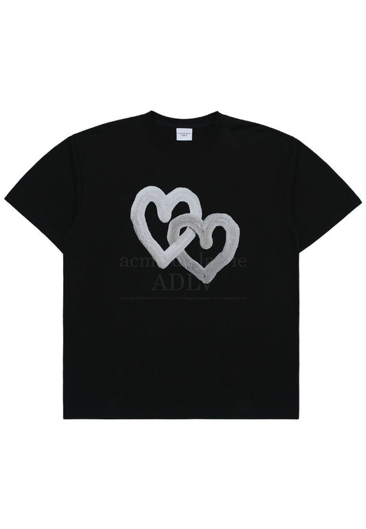 Fuzzy Heart Artwork Short Sleeve T-Shirt Black